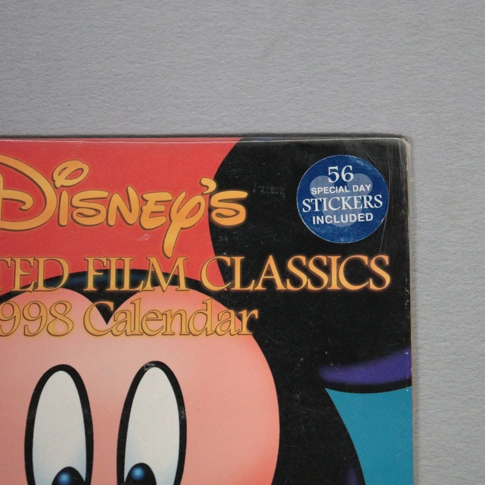 Vintage Disney Calendar 1998 Animated Film Classics & Collectible Stickers NWT
